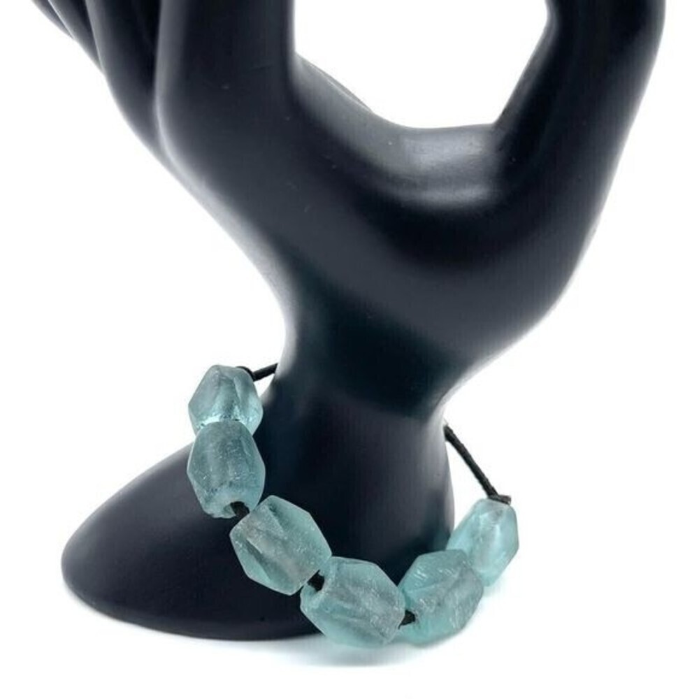 Crystal Glass Beads w/ Leather